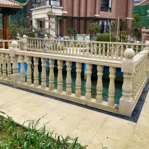 陇南黄金麻花岗岩石材栏杆，扶手，将军柱，花瓶柱