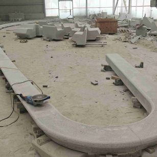 陇南 芝麻白花岗岩弧形花坛石，坐凳石