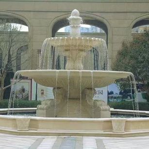 陇南 黄金麻花岗岩异型加工——户外庭院石雕流水喷泉