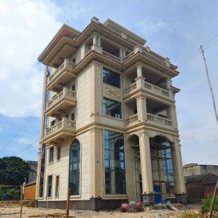 陇南 黄金麻花岗岩石材别墅外墙干挂搭配（雕花栏杆花瓶柱门楼罗马柱）