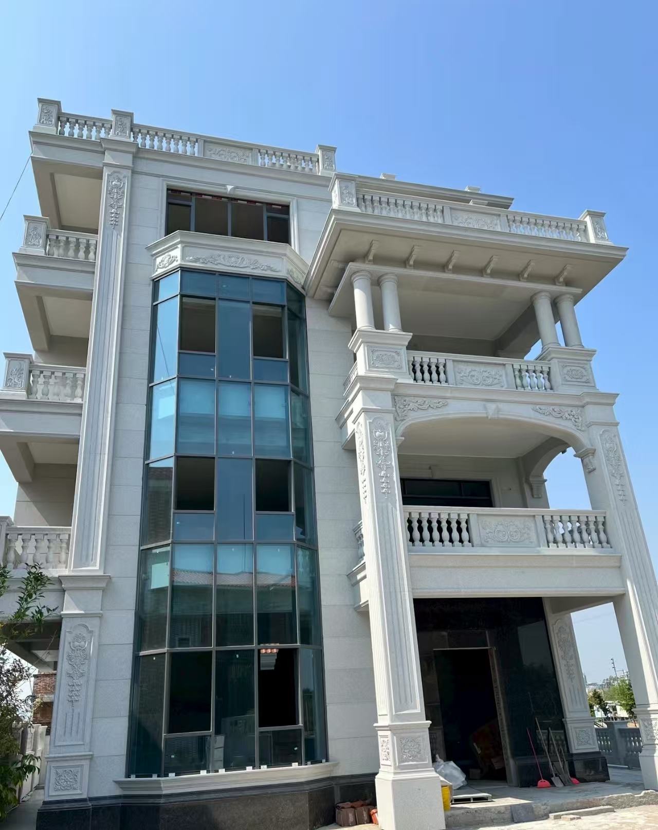 陇南 白麻花岗岩别墅外墙干挂效果展示