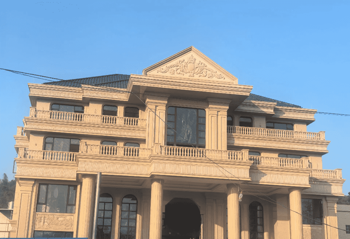 陇南黄金麻别墅外墙干挂石材效果示例