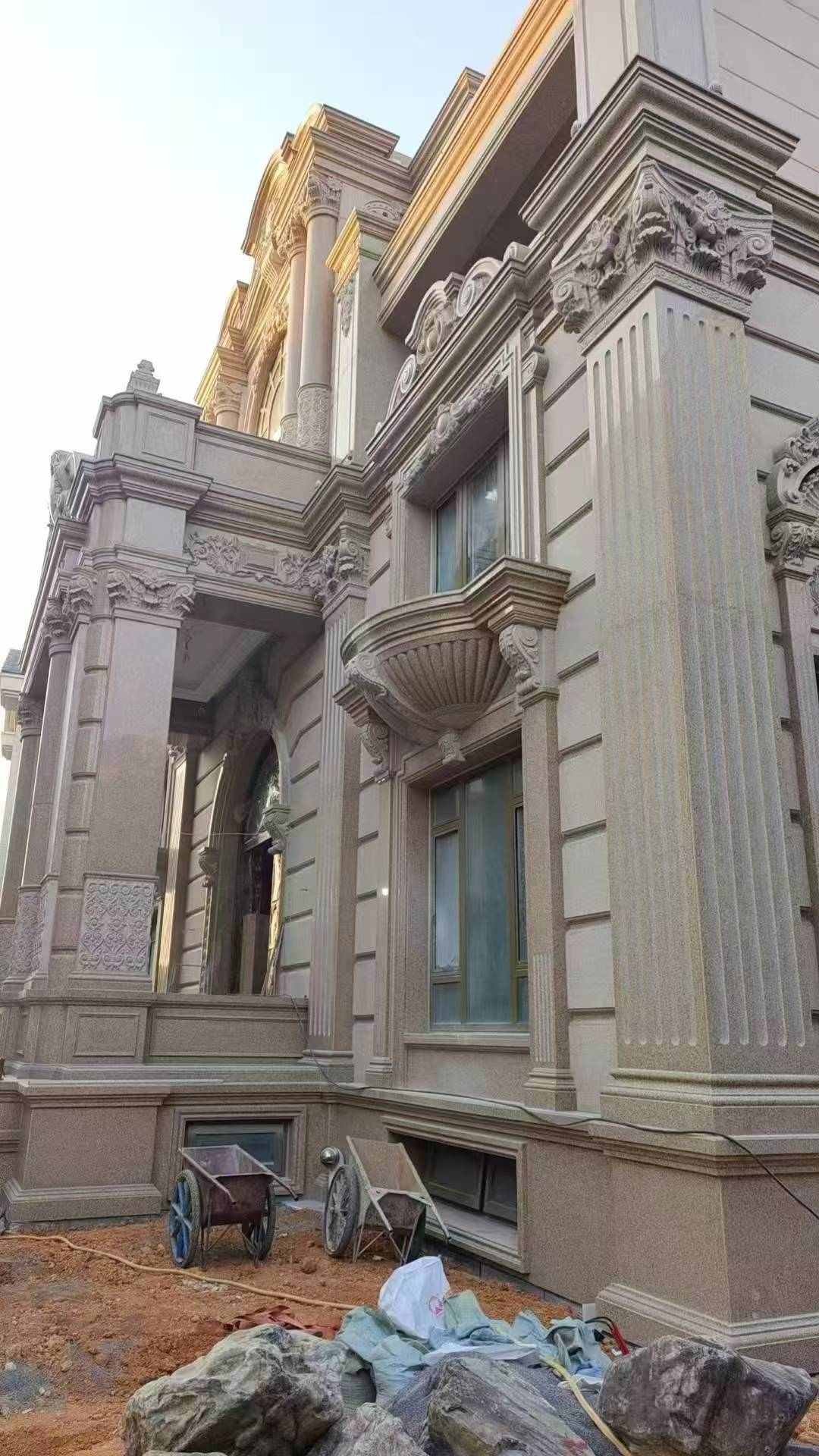 陇南 黄金麻花岗岩光面别墅外墙干挂施工完成